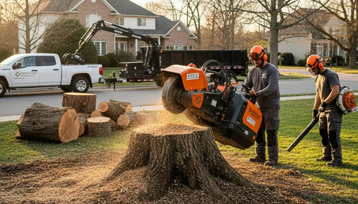 Professional stump removal service in Saugus MA clearing tree roots and yard debris