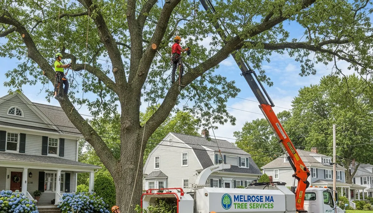 Professional tree removal service in Saugus MA safely cutting and clearing trees for homeowners