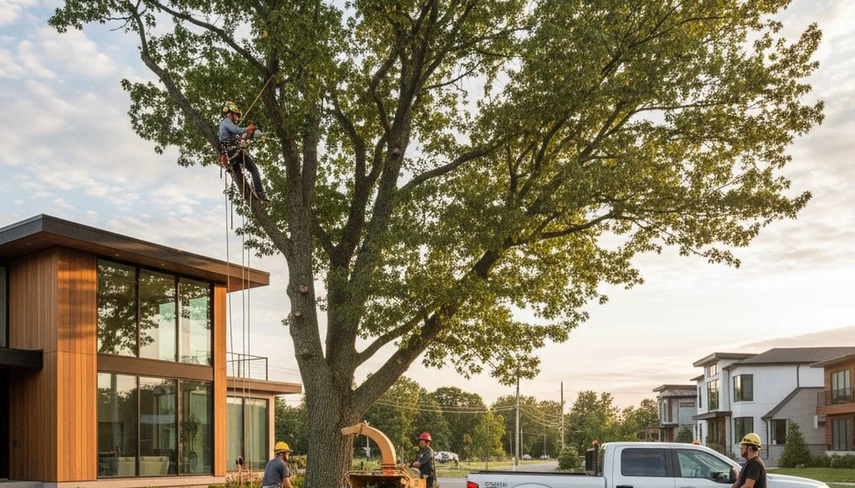 Professional tree removal service in Saugus, MA safely cutting and clearing large residential trees